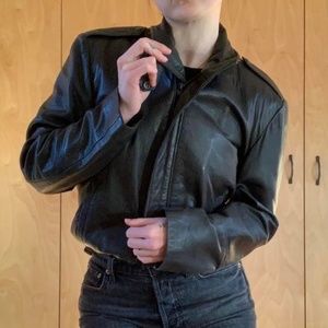 BUS STOP Genuine Leather Vintage Bomber Jacket